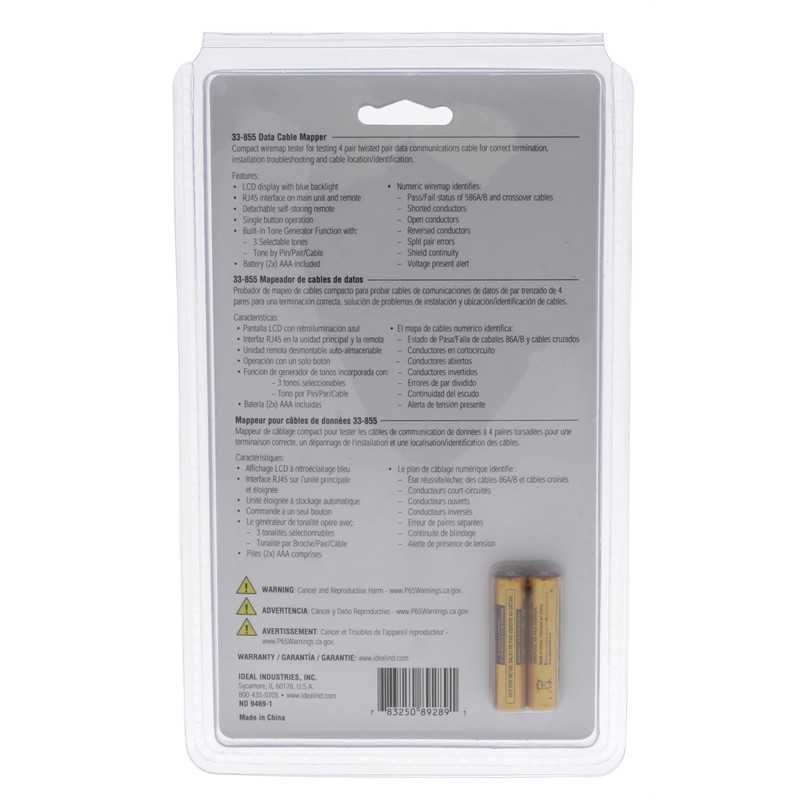 IDEAL Electrical 33-855 Data Cable/RJ45 LCD Wiremapper