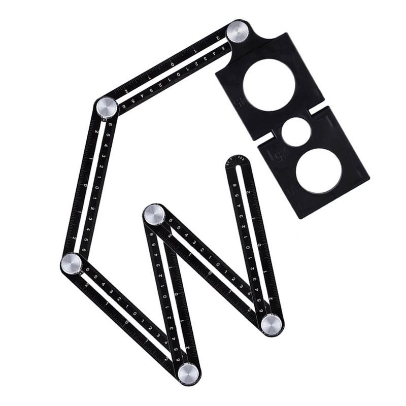 6 Fold Ruler Aluminum Alloy Portable Lightweight Black Folding Multi