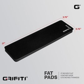 GRIFITI Fat Wrist Pad 17" x 2.75" x 0.75" Inches Wrists Rest for Standard Computer Keyboards Ergonomic Hand Pads Support Full Length Carpal Tunnel Resting Keyboard Rests Typing & Gaming Accessories
