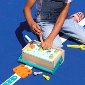 B. toys – Fix ‘n’ Play Kit – Pretend Play Tool Box – Wooden Toolbox & Accessories (25 Pieces) – Carpenter Set for Kids – Play Set with Drill, Hammer, Screwdriver & More – 3+ Years