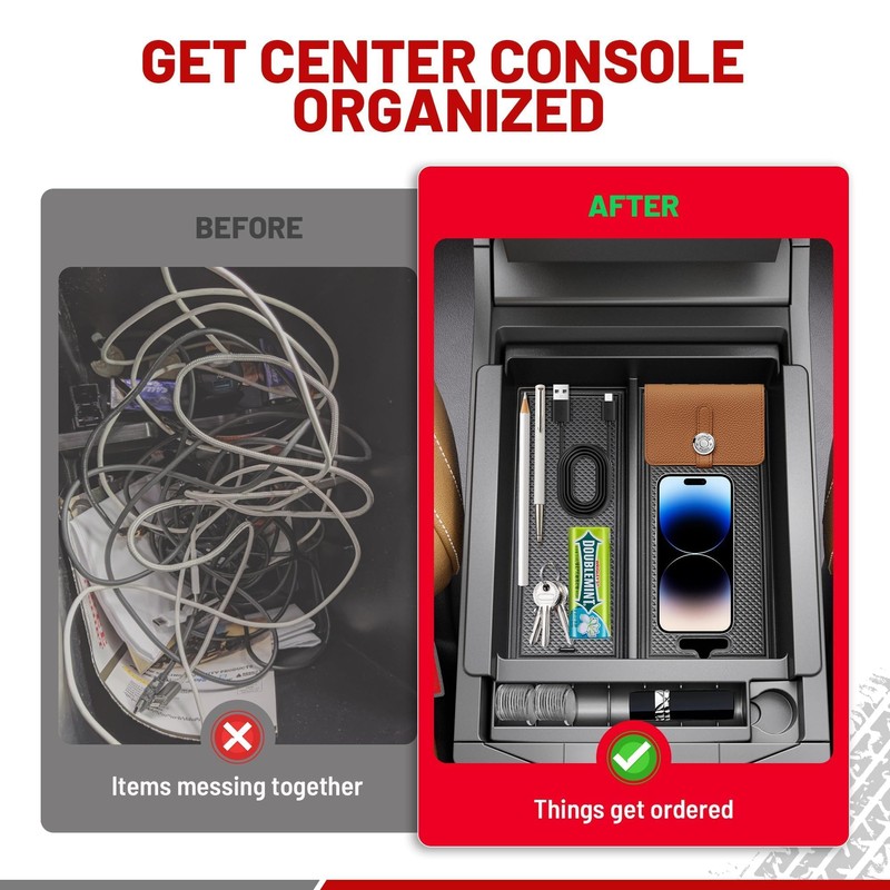 RED WOLF Center Console Organizer Tray for 2010-2024 Toyota 4