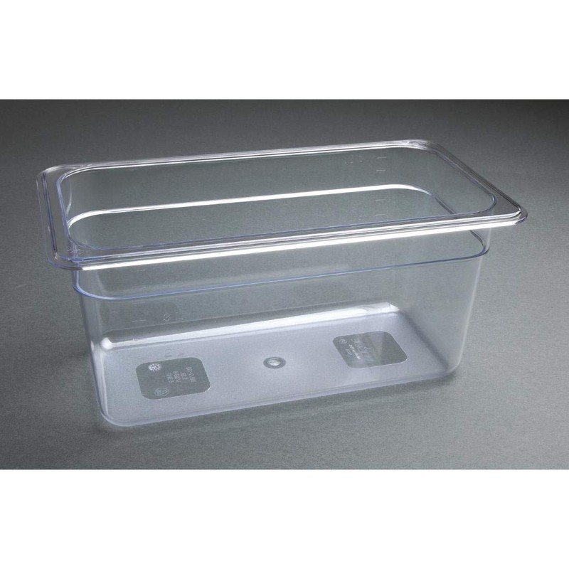 Vogue Polycarbonate Plastic 1/3 Gastronorm Container 150 mm Deep, Clear,
