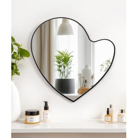 Maxpeuvon Mirror for Wall, Heart Irregular Mirror Hanging Wavy Asymmetrical Home Decor Wall Mount Decorative Mirror for Vanity Living Room Bedroom Entryway Hallway, 15"×15"