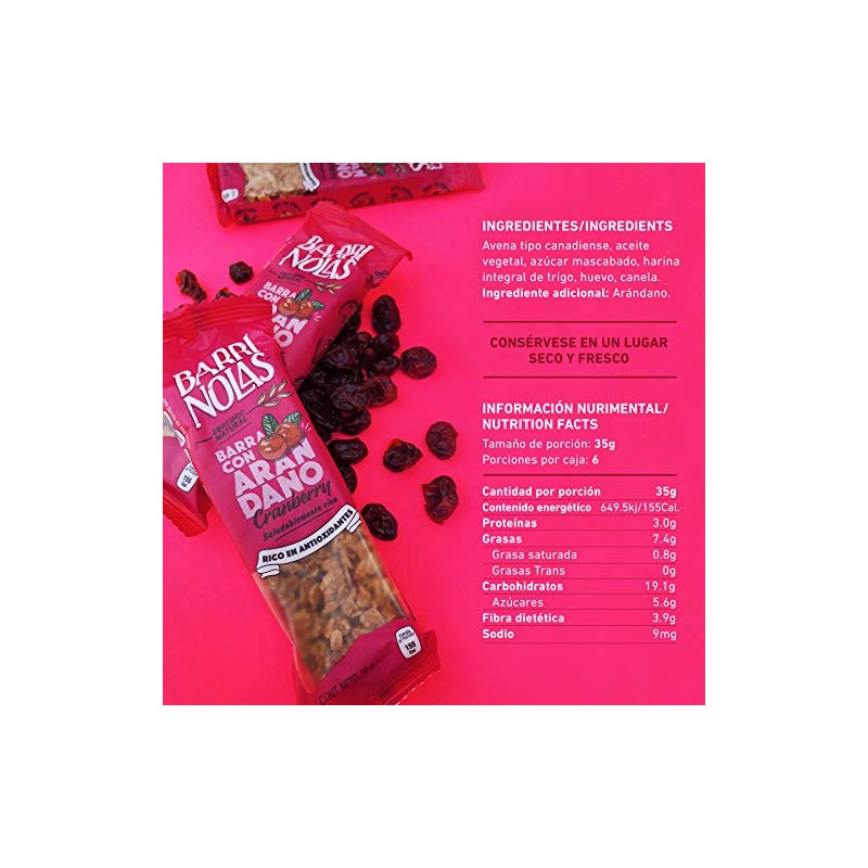 Barras nutritivas de avena con Arándano 100% natural (42 pz)