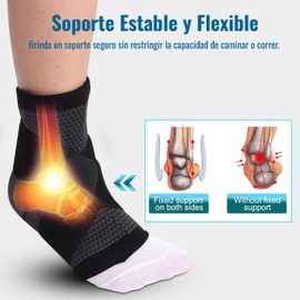 Tobillera Deportiva de Compresión, Ajustable, Transpirable, Soporte Ortopédico para Esguince, Fitness y Alivio de Dolor, Negro, Talla L, 1 Par