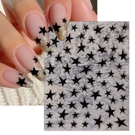 IDDFEVE 8 Sheets Star Nail Art Stickers - Colorful Shiny Irregular Pentagram Self-Adhesive Glitter Sparkle Nail Decals for DIY Silver Gold White Black Manicure