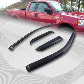 EPARTS Smoke Tinted ABS Side Window Deflector Sun Rain Weather Window Visor Compatible with 2004-2014 Ford F-150 F150