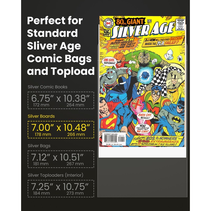 HYARUAT Silver Comic Book Boards – 100 Pack, Acid-Free White