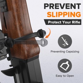 Gun Rack Wall Mount, Indoor Metal Gun Rack, Adjustable Rifle Storage Holder with Soft Padding, Vertical Gun Display, for 1 Slot