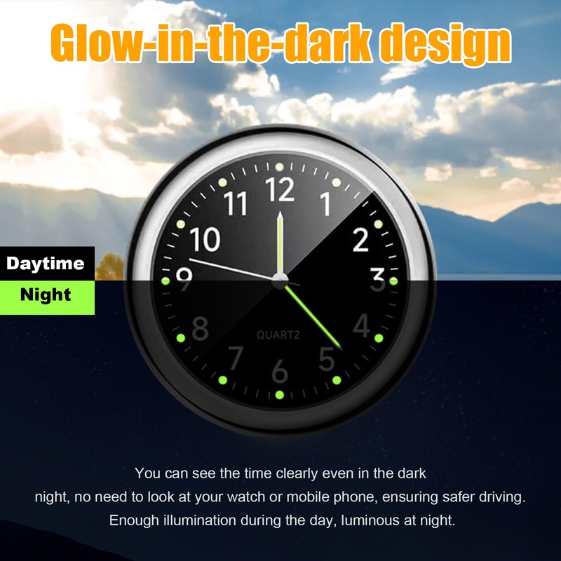 Dickno 2 PCS Stick on Dashboard Car Clock, Mini Tiny