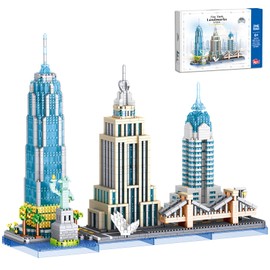 APENGBAOL New York Skyline Micro Mini Blocks Building Set, The Statue of Liberty,Empire State Architecture Building, Brooklyn Bridge, Gift for Kids and Adults (3262 Pieces)