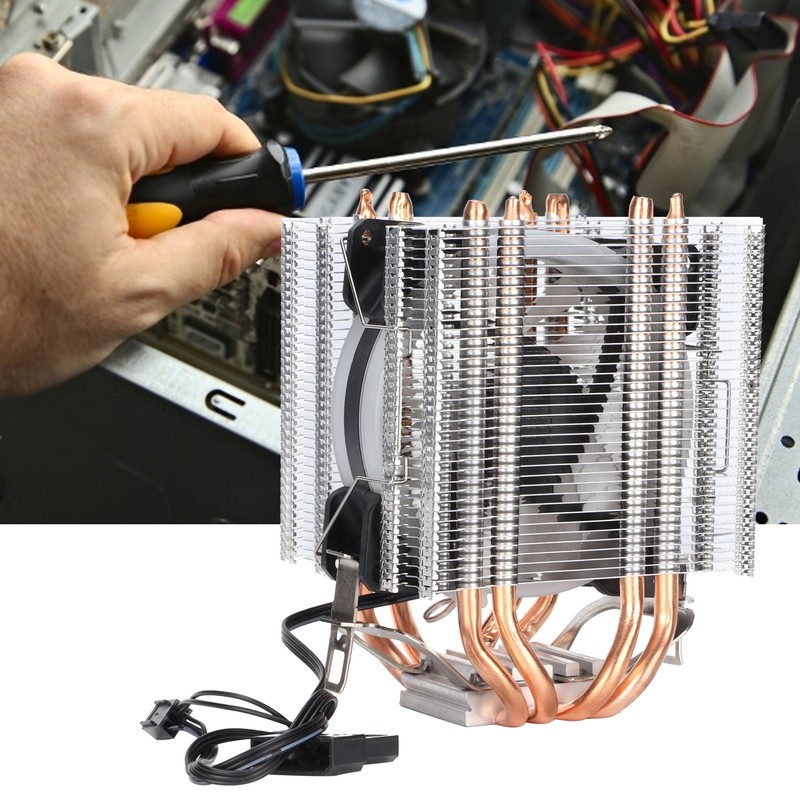 CPU Air Cooler Dual Tower 4 Heatpipes LED Light CPU