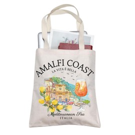 TOBGBE Italy Lemons Canvas Tote Bag Amalfi Coast Italy Idea Gifts For Italy Travel Lover Italy Souvenir Gift (Coast Tote CA)