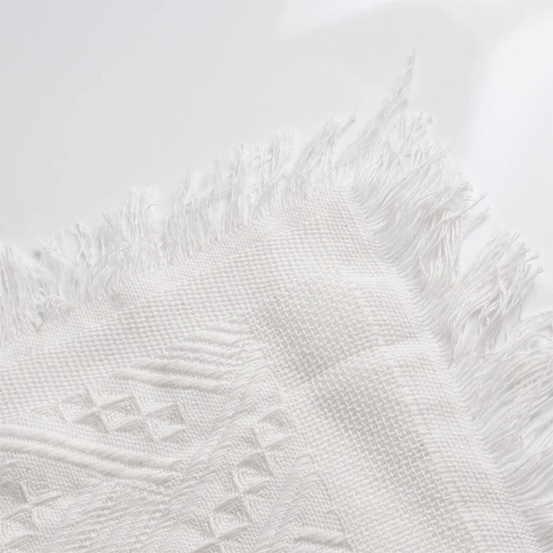 Knitted Tablecloth White Knit Small Tablecloth Knitted Tassel Tablecloth Bedside