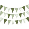 3Pcs Sage Green Gingham Pennant Banner Pre-Strung Triangle Flag Garland