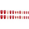 RUOKEXIN Medium Press on Nails Coffin Fake Nails Red Glitter