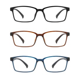 IVNUOYI 3 Pack Reading Glasses for Men Women, Lightweight & Durable Classic Frame, Comfort Fit for Long Wear +1.00