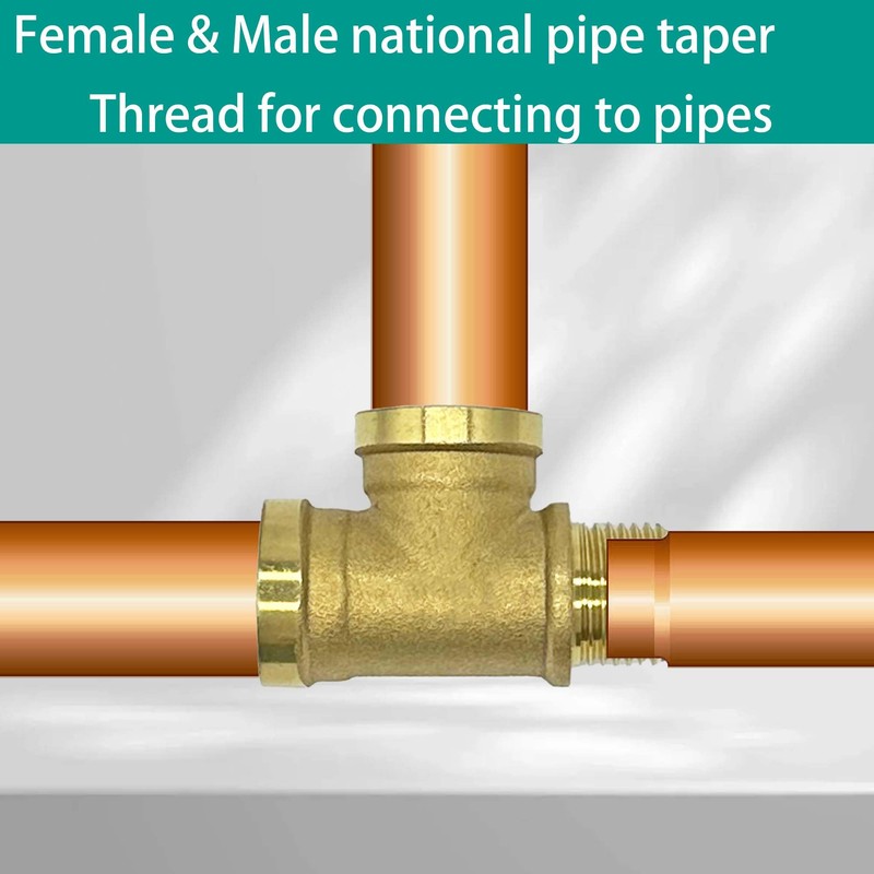 3 Way 1/4 Brass NPT Tee Pipe Fittings 1/4" Female