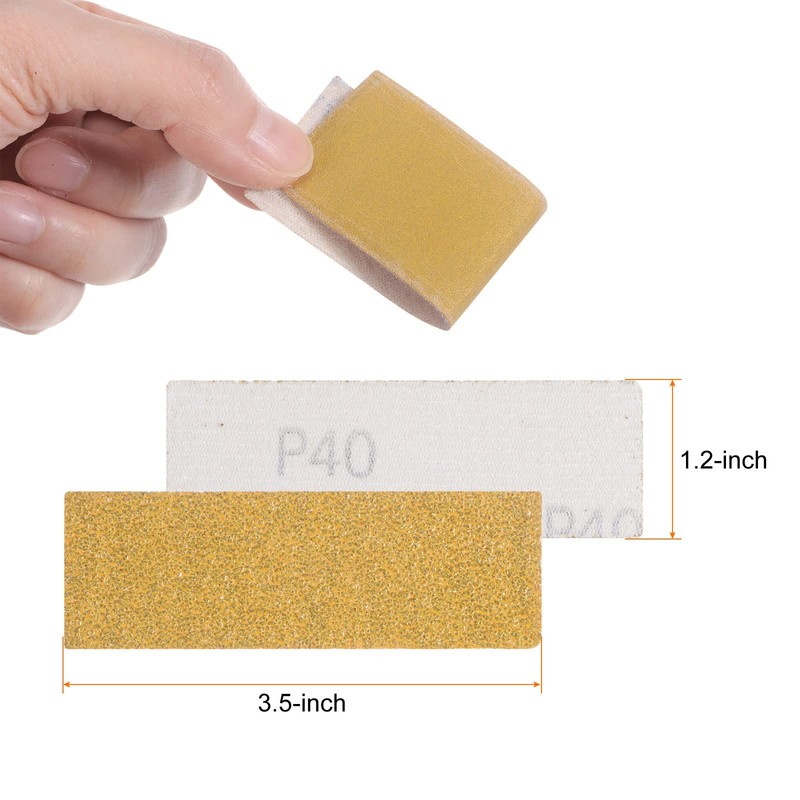 HARFINGTON 15pcs Micro Sander Paper 40 Grit 3.5x1.2 Inch Mini