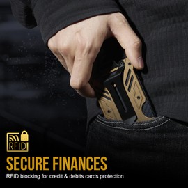 1TG Tactical Minimalist Slim Wallet with Moeny Clip, Front Pocket RFID Blocking Wallet Cash Holder, Versatile Credit Card Orgainzer, ID Card Badge Holder for Men