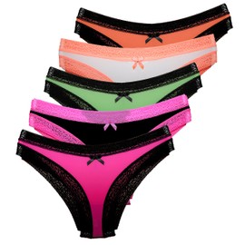 Lemila Microfibre Briefs Pack of 5, 1 x pink, black, green, white, orange