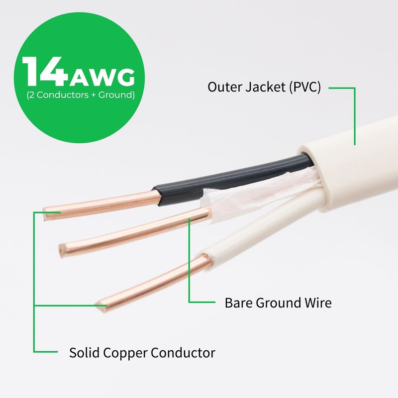 FIRMERST Solid Indoor 14/2 w/g NMB Cable 50ft 2 Conductors