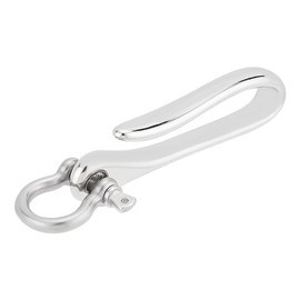[PH PandaHall] Fish Hook Key Chain Brass Key Ring Platinum Solid U Shape Key Hook Belt Key Ring U Hook Pocket Clip with Key Shackle D-Ring Heavy Duty Car Key Chain for Men Women, 71.5x17.5x8.5mm