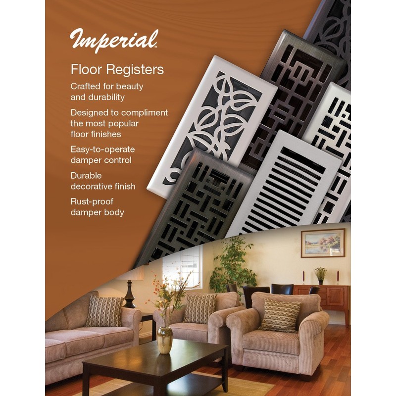 Imperial 2-1/4" x 12" Louvered Floor Register, White, RG0179