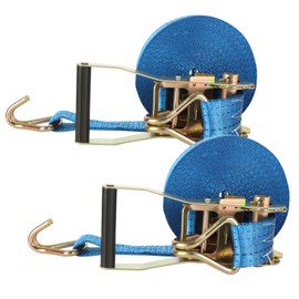 2Pack Heavy Duty Ratchet Straps, 2in 33ft Tie Down Straps with Double J Hook, Durable Cargo Ratchet Straps for Moving and Securing Cargo Lawn Equipment and Motorcycles, Blue