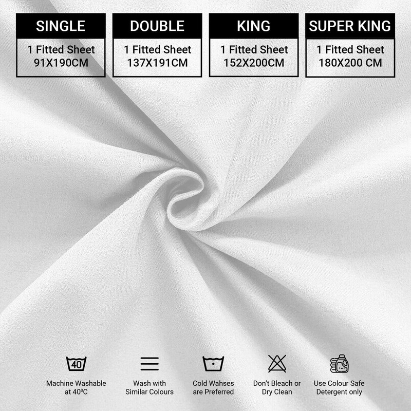 Microfibre Fitted Sheets Luxurious Easy Care Super Soft All Year