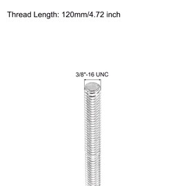 sourcing map Fully Threaded Rod 3/8"-16 UNC Thread Pitch 304 Stainless Steel Right Hand Threaded Rods Bar Studs,4.72 inch 4 Pack