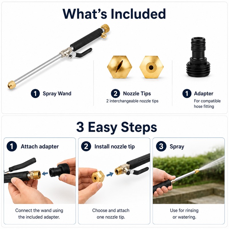 Garden Hose Spray Wand with Trigger, Fan and Jet Nozzle