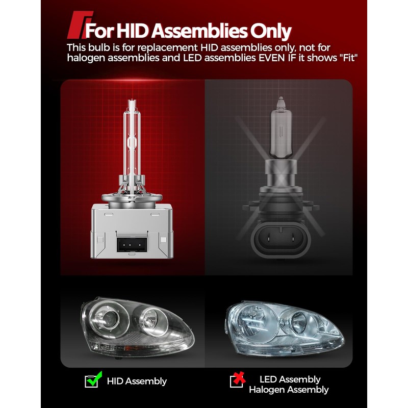 Torchbeam D3S HID Bulbs, Xenon 6000K 35W HID Bulb with