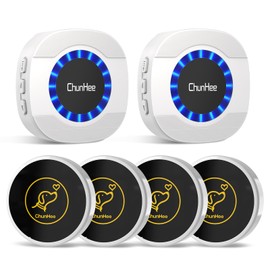 ChunHee Smart Dog Door Bells, Wireless Dog Doorbells for Potty Training to Go Outside, Dogs Bells for Doggy to Ring to Go Potty Train with Customized Ringtones Adjustable Volume, 4 Dog Buttons