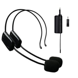 MICVISTA - Auriculares inalámbricos para 2 personas, alcance de 150 pies, micrófono inalámbrico dual de 2.4 G, ideal para altavoces, amplificador de voz, sistema de PA, profesor, guías turísticos,