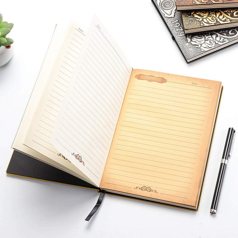 200 Pages A5 Vintage Leather Notebook, 3D Embossed Phoenix Notebook