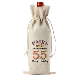 YUANHAO 55th Birthday Gifts for Women Men, 55th Birthday Wine Bag, Pairs Well With Turning 55th Wine Bag