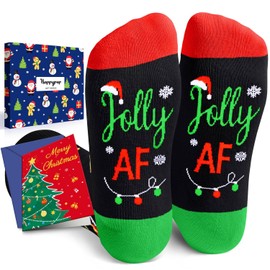 HAPPYPOP Christmas Gifts Stocking Socks for Men - Christmas Secret Santa Socks for Women, Xmas Stocking Stuffers for Male Female with Greeting Card