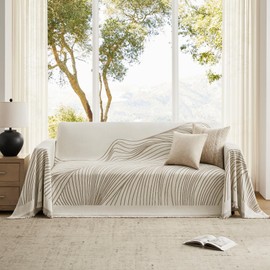 Maymiss Boho Couch Cover Washable Sectional Couch Covers for Dogs Reversible Sofa Slipcover for 2 or 3 Cushion Couch Pet Friendly Furniture Protector (1# Khaki, 71" x 118")