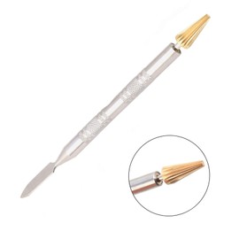 YFFSFDC Edge Coating Pen-Shaped Leather Craft Leather Tool Double-Ended Spatula Roller Work Tool Rotating Type Dual-Use Wax Brush Model Making Craft Use Stainless Steel Silver (1-Piece Set)