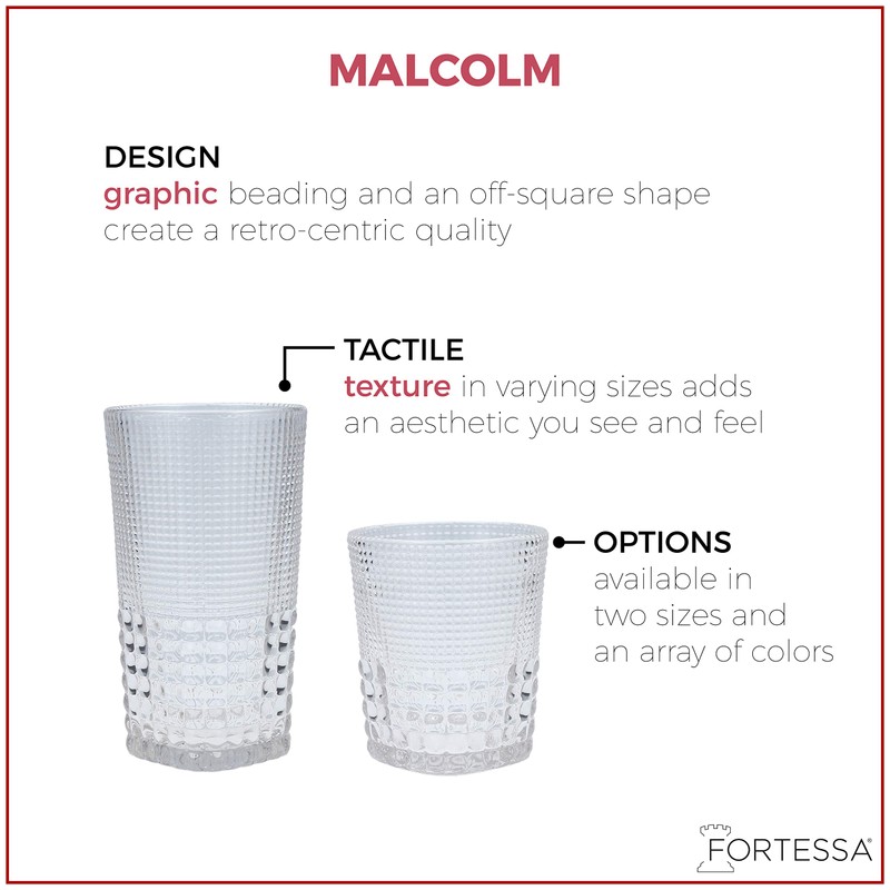 Fortessa Malcolm Iced Beverage Coctail Glass, 15-Ounce, Amber