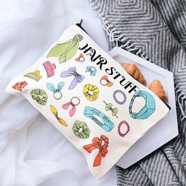 Febremdy Hair Accessories Cosmetic Bag Travel Organizer Canvas Pouch with Zipper (hair stuff)