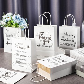 Chiisong 80 pcs Employee Appreciation Gift Bags Thank You Gifts Paper Bags with Handles for Coworker Colleague May You Be Proud Christmas Gift Bags Inspirational Gifts, 8 x 6 x 3 Inches, white