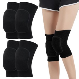 ZOCONE 2 Pairs Knee Pads Volleyball Black Knee Pads Dance Soft Knee Pads for Women Men Elastic Knee Pads with Sponge Knee Protection for Sports Football Handball Volleyball Dancing (L)