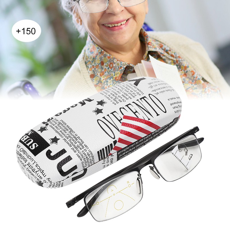Fashion Anti Blue Rays Presbyopic Glasses Visual Fatigue Relief Multifocal