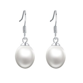 Hmzidz Freshwater Pearl Drop Earrings for Women Dangling,Hanging Earrings 925 Sterling Silver,Teardrop Pearl Earrings Silver,Earring Hooks Hypoallergenic,Fashion Dangle Earrings for Her Girls Wife