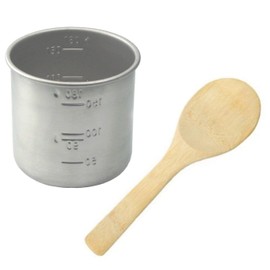 Stainless Steel Rice Measuring Cup + Rice Paddle Scoop Spatula Bamboo - Replacement for Japanese Electric Rice Cooker (1 Rice Cup + 1 Paddle)