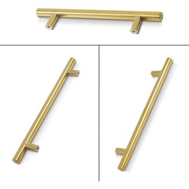 Margueras pack of 10, stainless steel kitchen cupboard handles, black T-bars with screws Trous 128mm