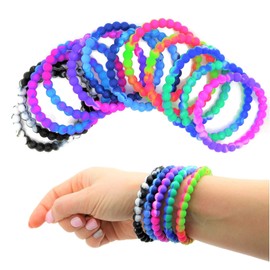 Zugar Land Colorful Tie Dye Bead Rubber Bracelets (36 Pack) 8". Great Kids and Small Adults. Perfect for party Favors, Carnival Prizes, Goodie bags, Fundraisers, Giveaways, etc.