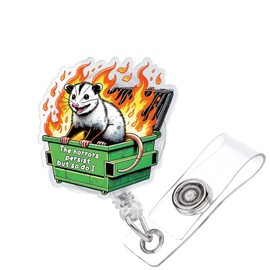 Funny Dumpster Badge Reel, Funny Possum Mental Health Retractable Badge Reel Gift for Nurse Doctor Colleagues Firefighters Social Workers